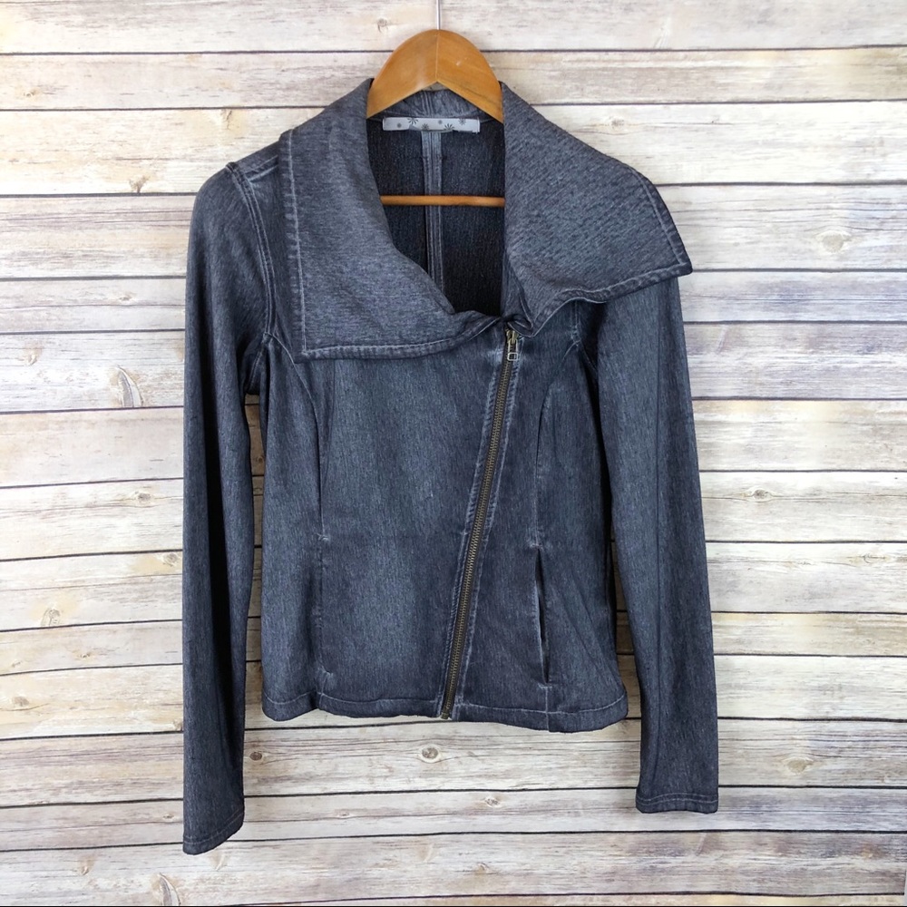 Athleta City Limits Stone Wash Moto Jacket Size S